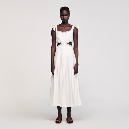 Sandro Lace trim maxi dress White