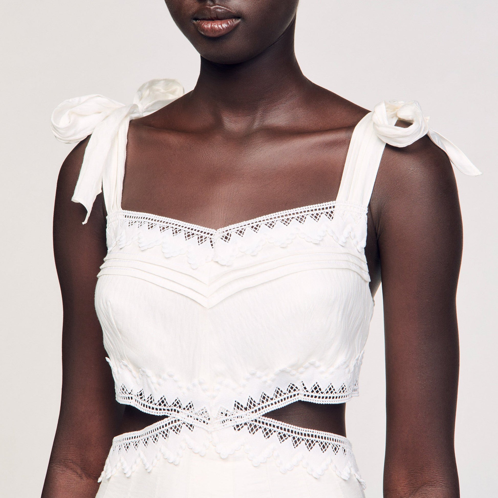 Sandro Lace trim maxi dress White