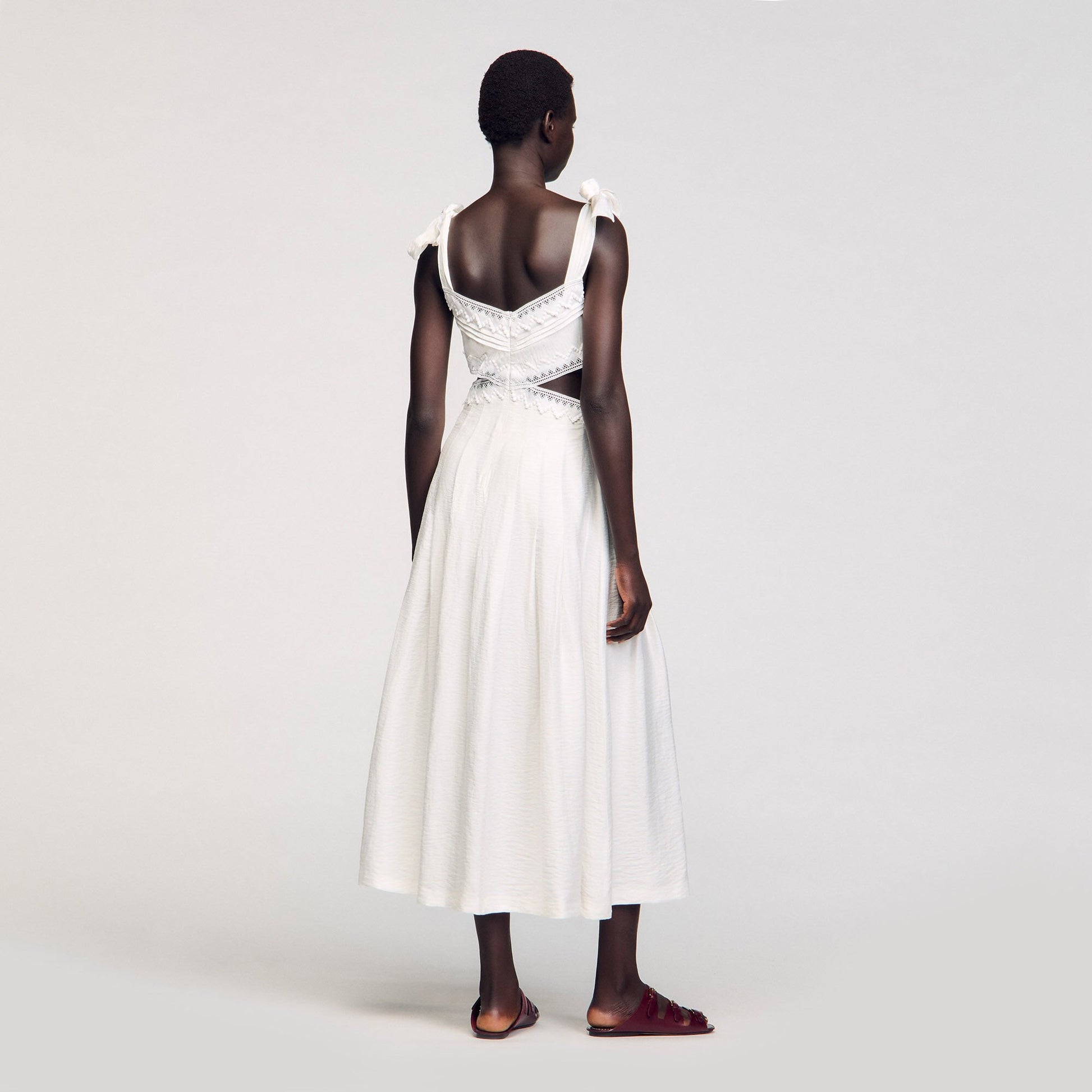 Sandro Lace trim maxi dress White