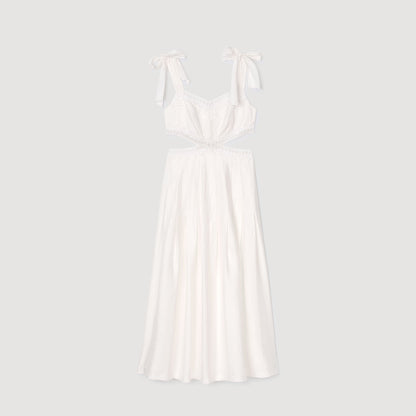 Sandro Lace trim maxi dress White