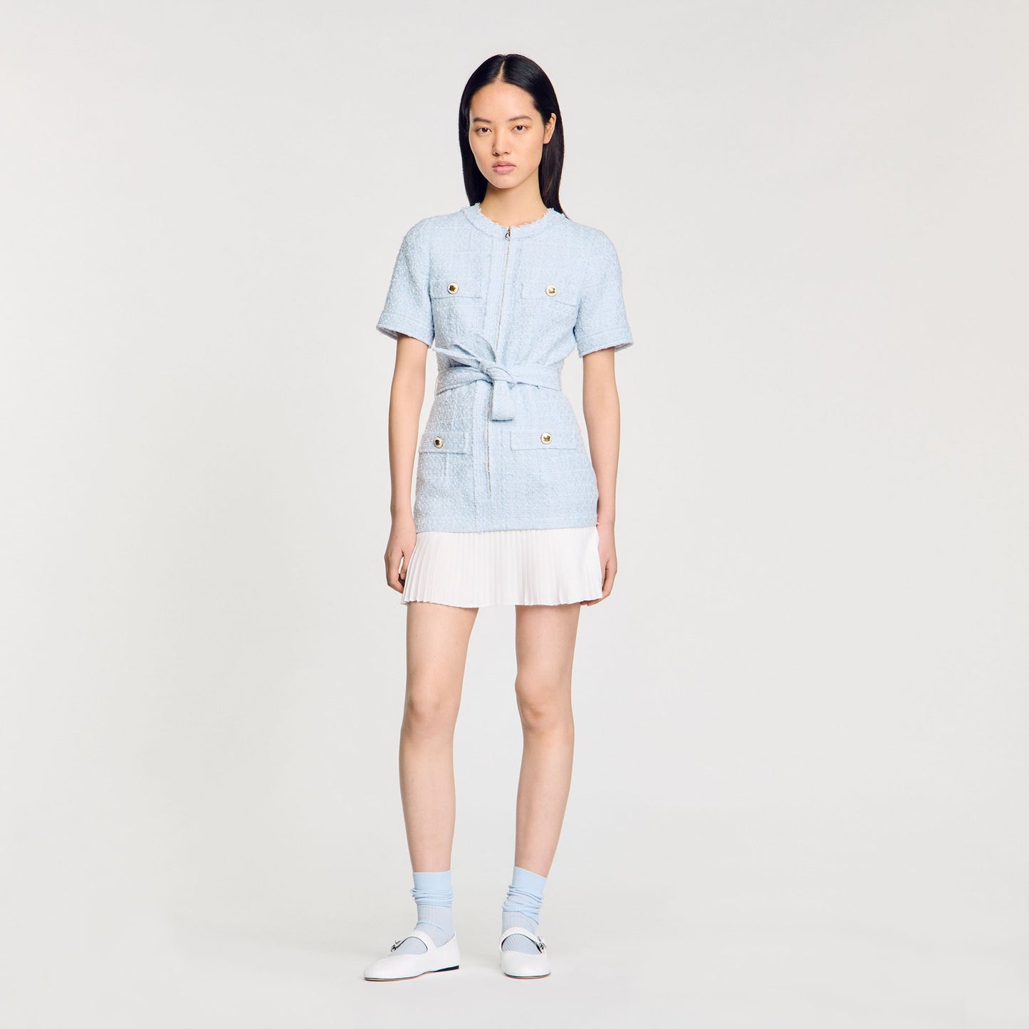 Sandro Mini tweed dress Sky Blue
