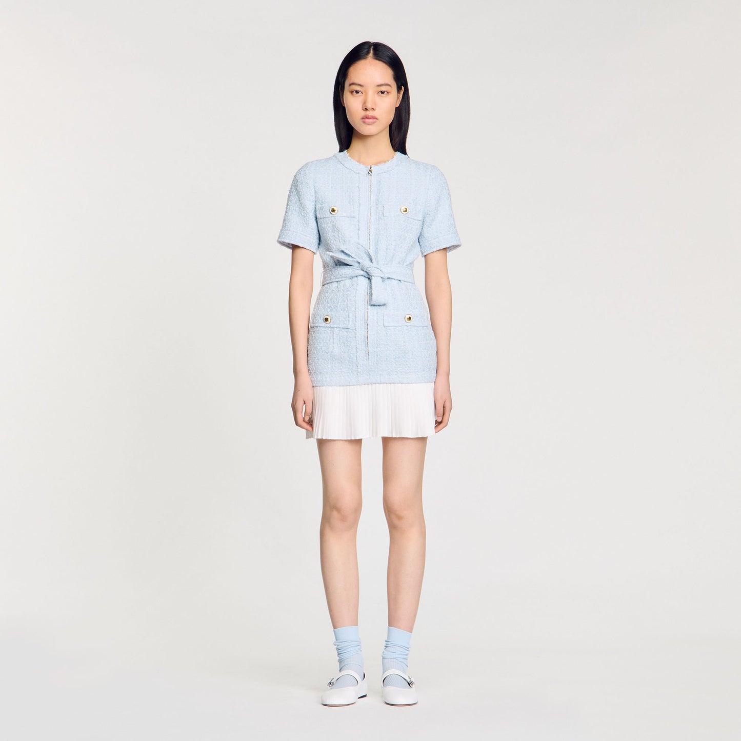 Sandro Mini tweed dress Sky Blue