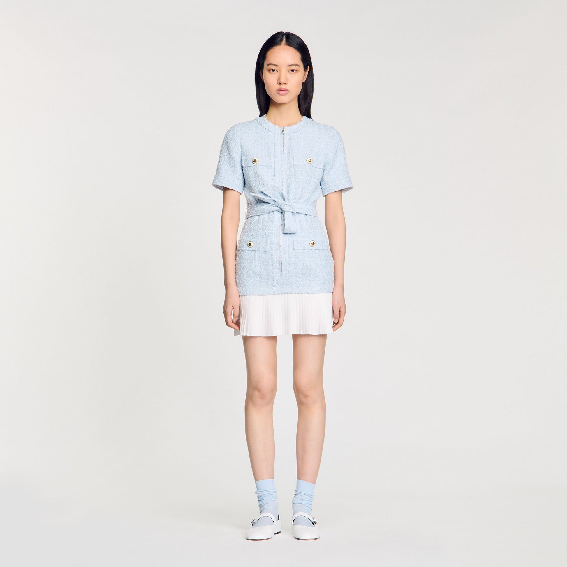 Sandro Mini tweed dress Sky Blue
