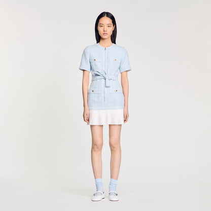 Sandro Mini tweed dress Sky Blue