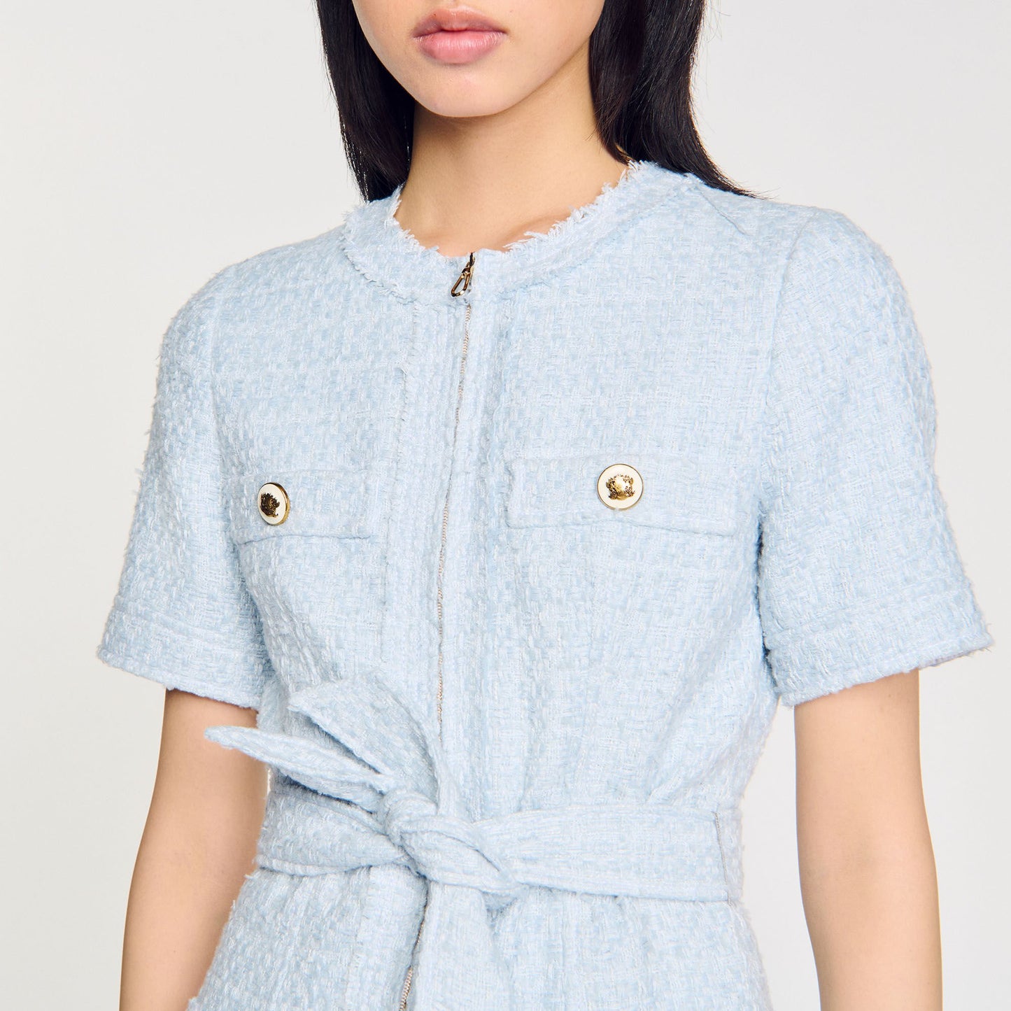 Sandro Mini tweed dress Sky Blue