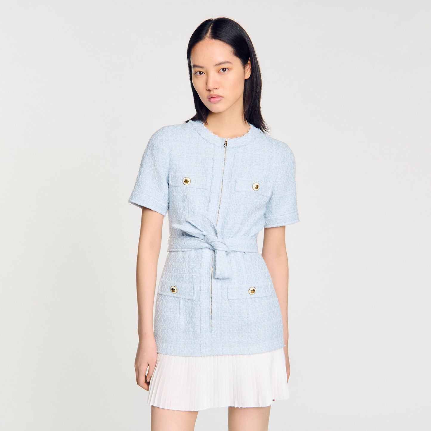 Sandro Mini tweed dress Sky Blue
