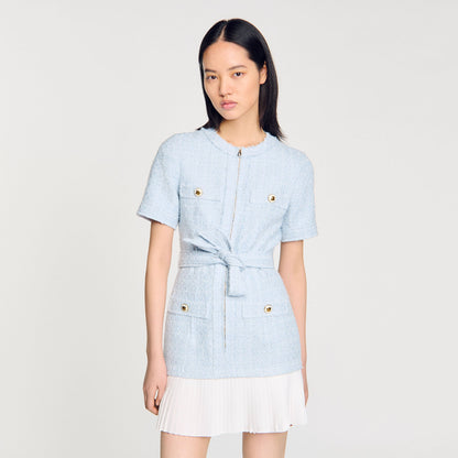 Sandro Mini tweed dress Sky Blue