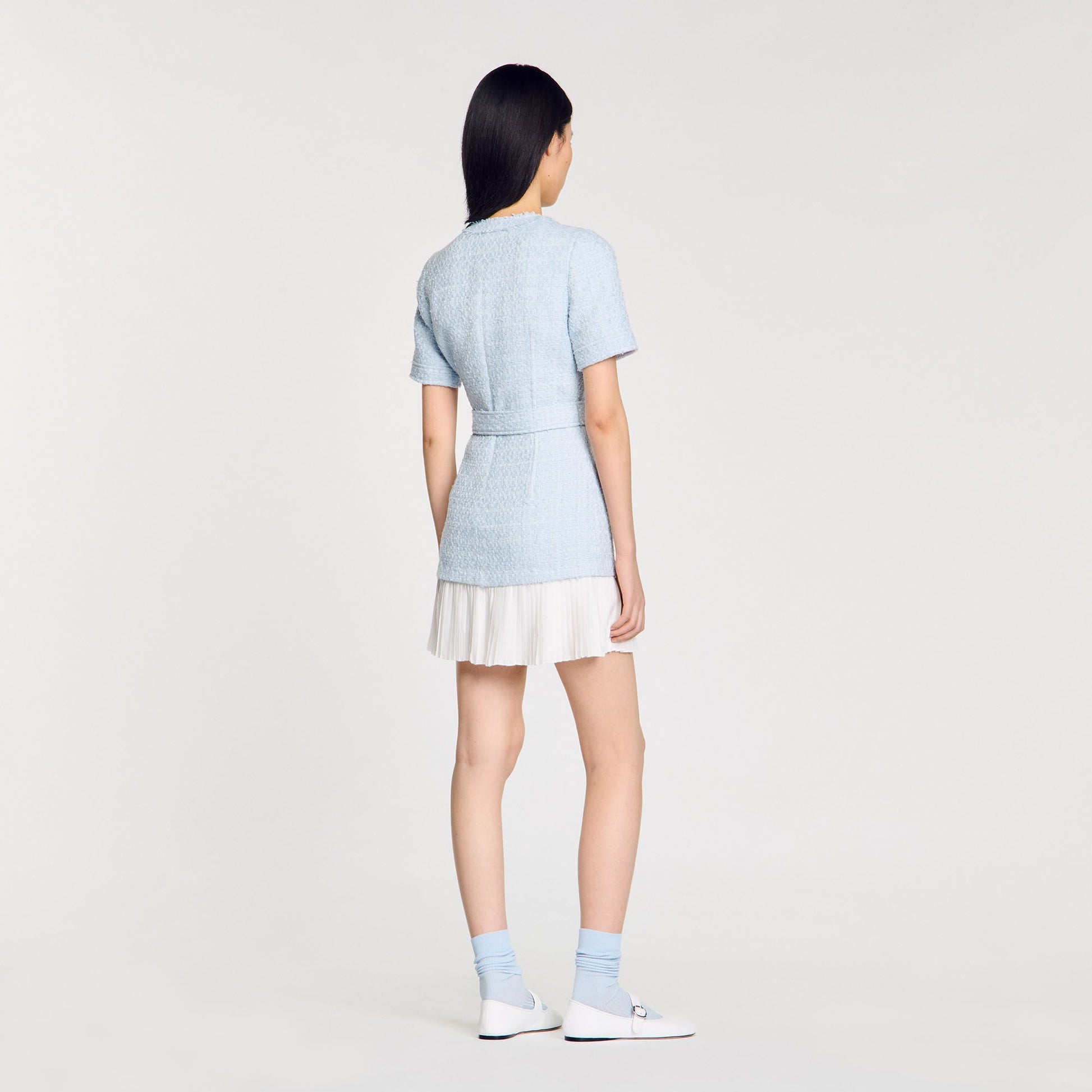 Sandro Mini tweed dress Sky Blue