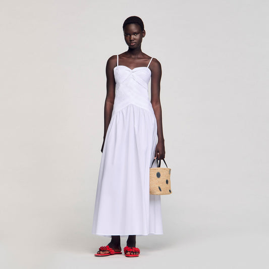 Sandro Draped bustier maxi dress White
