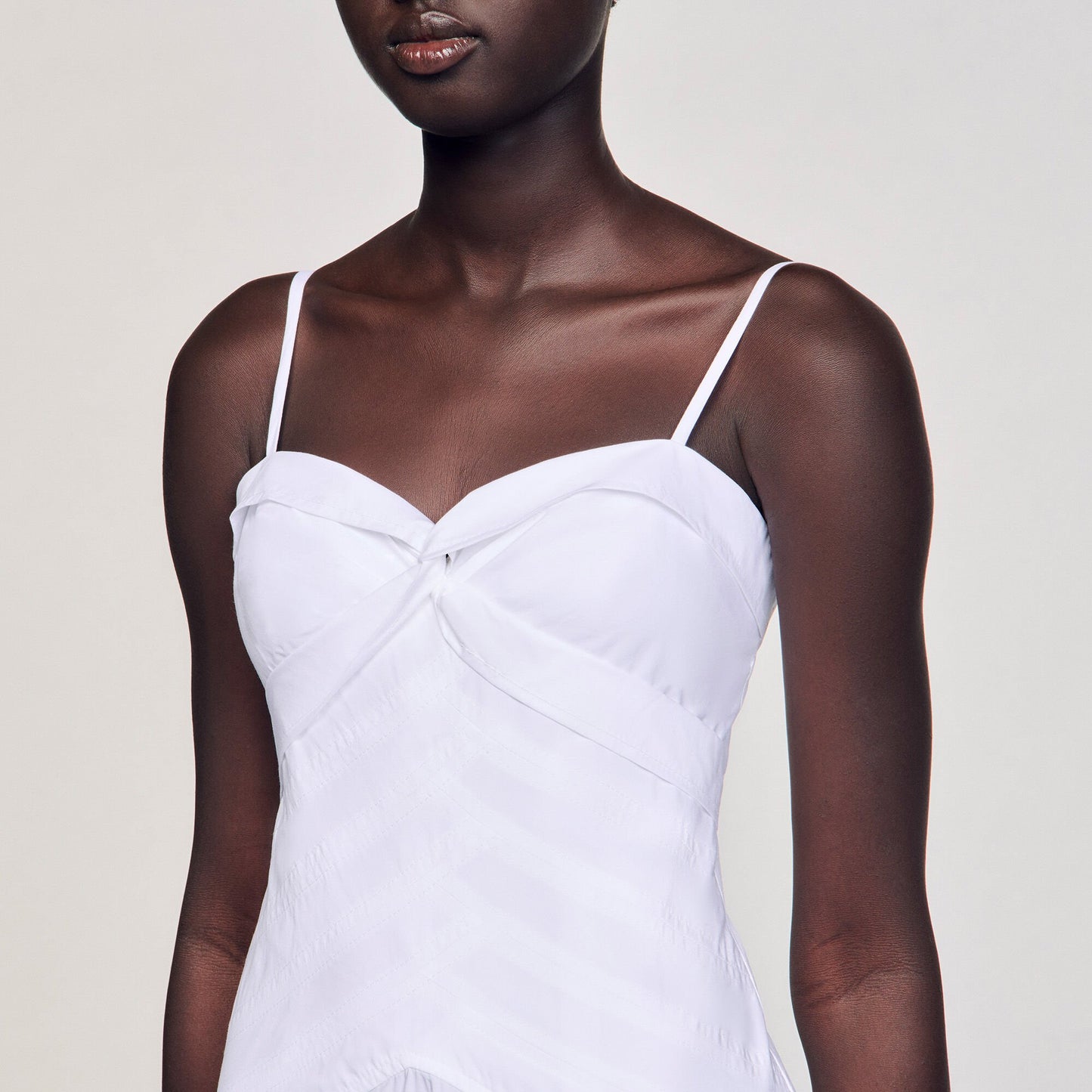 Sandro Draped bustier maxi dress White