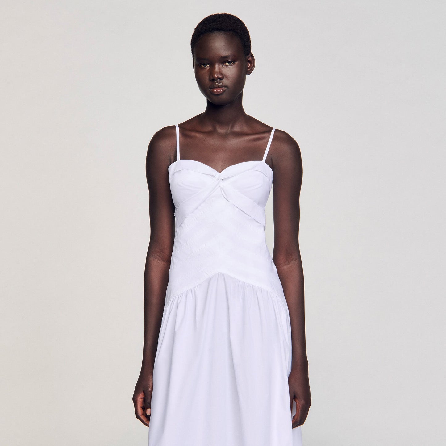 Sandro Draped bustier maxi dress White
