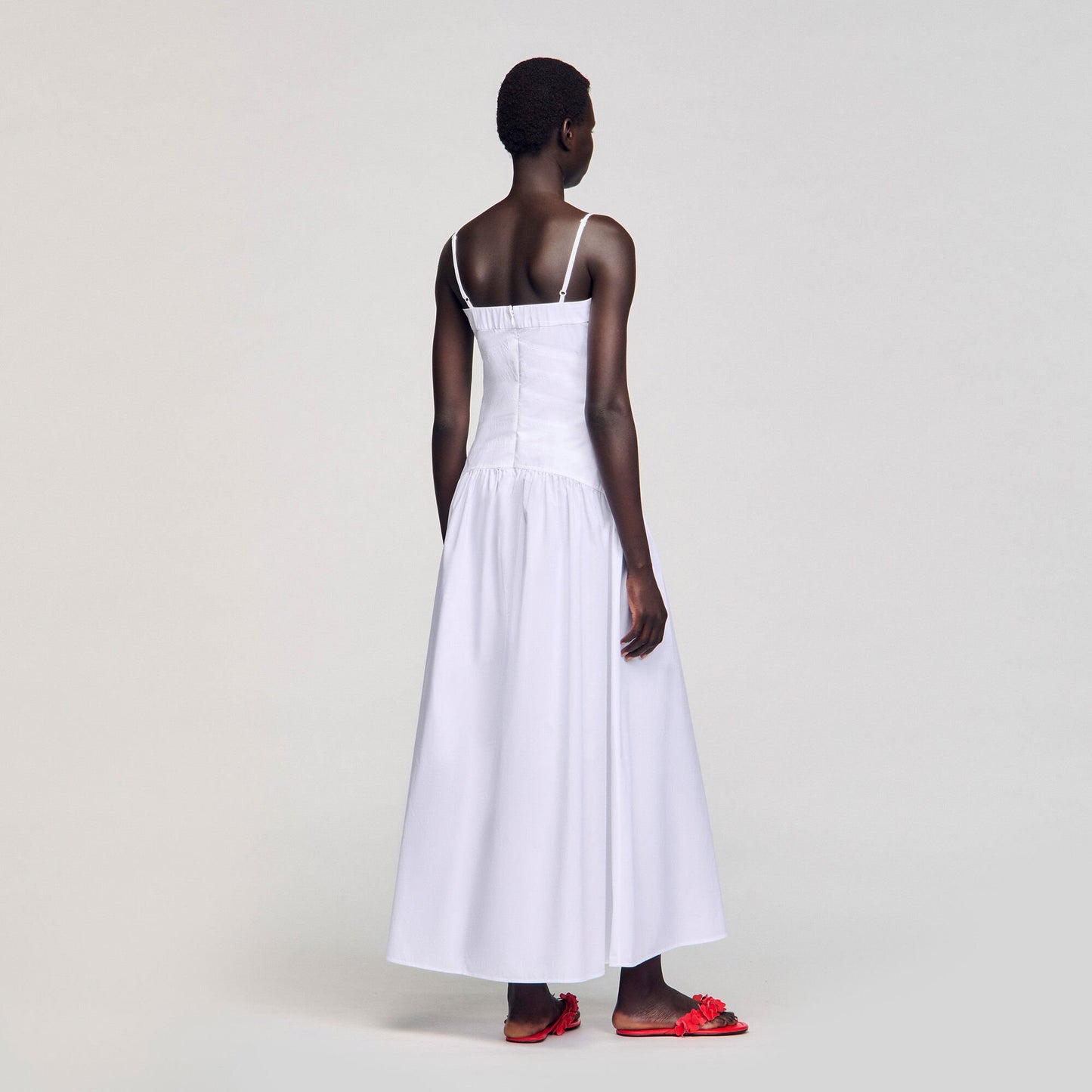 Sandro Draped bustier maxi dress White