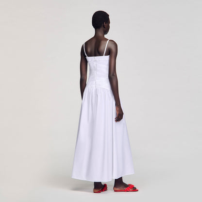 Sandro Draped bustier maxi dress White