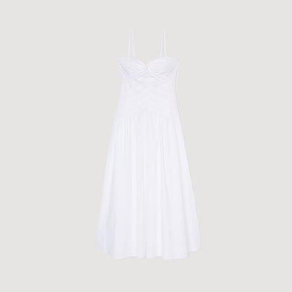 Sandro Draped bustier maxi dress White