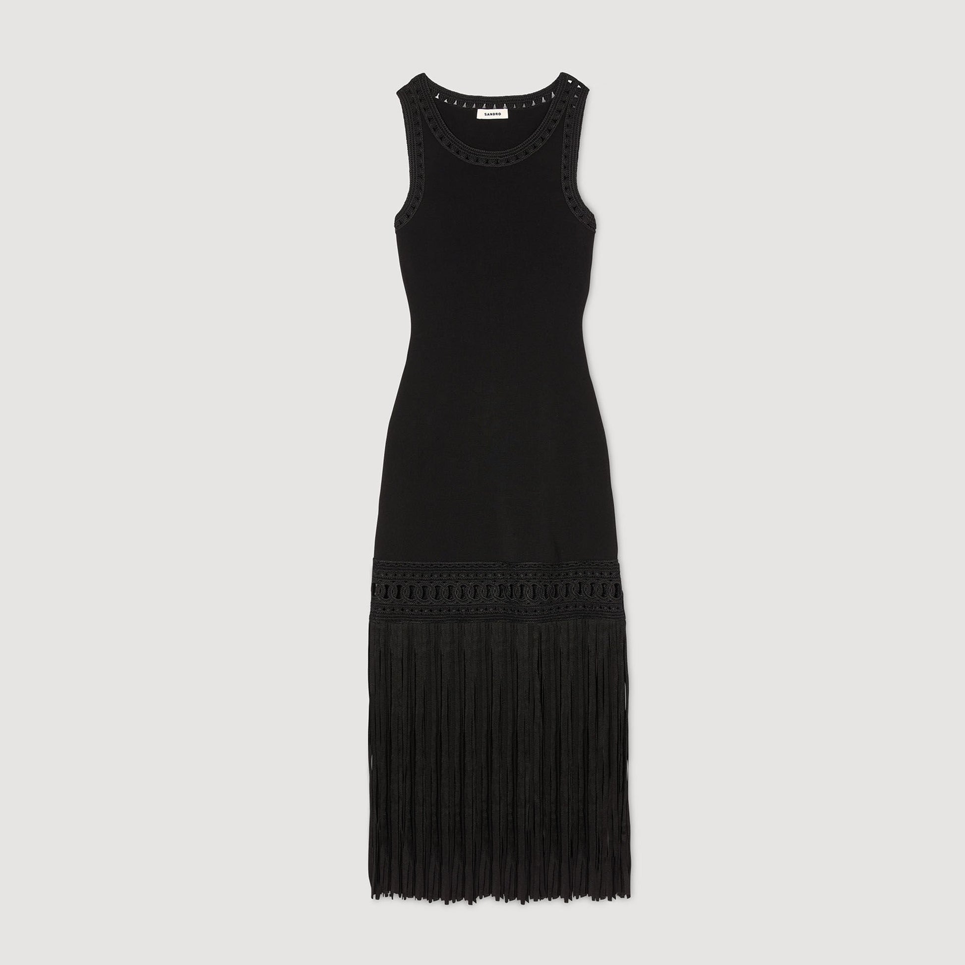 Sandro Fringed knit dress Black