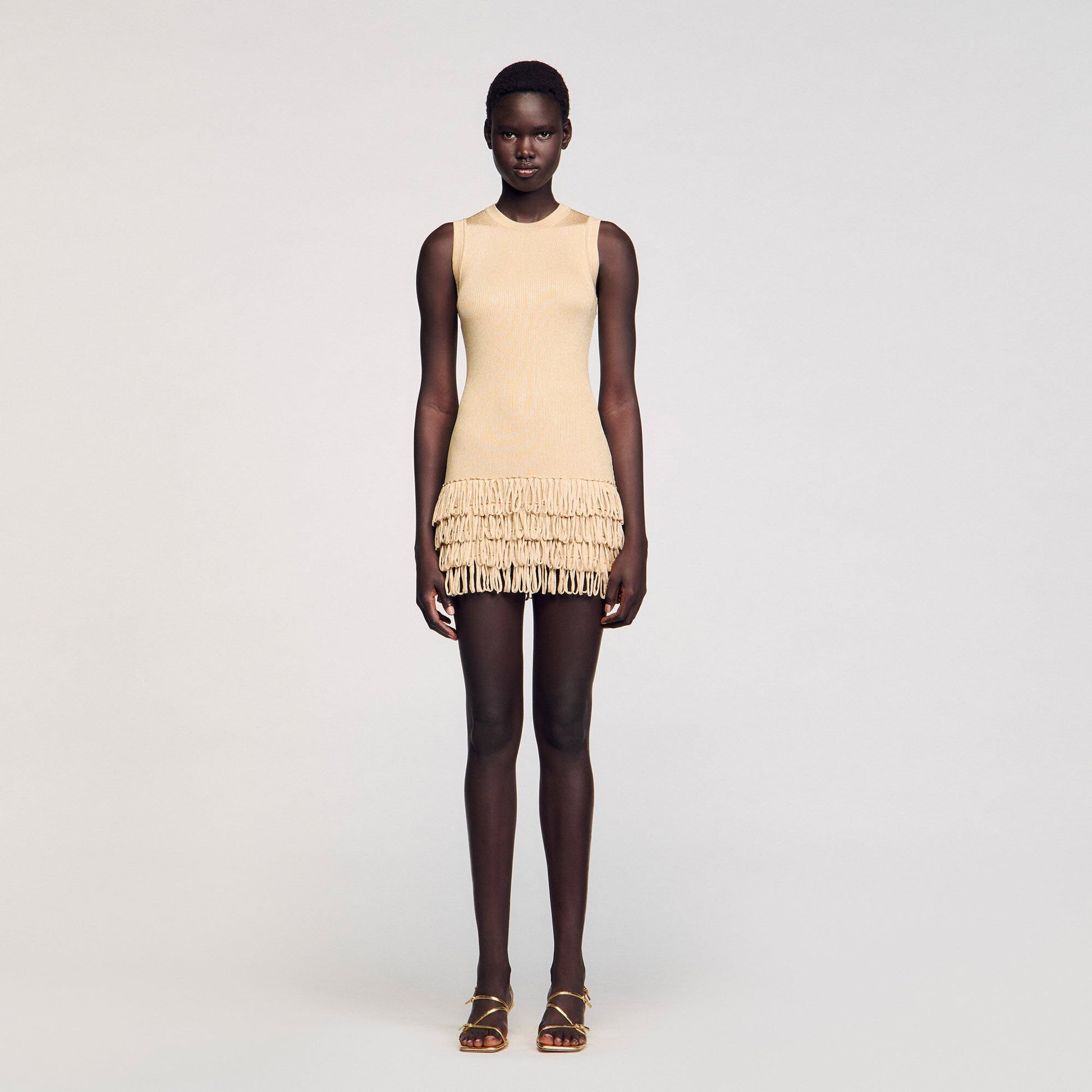 Sandro Mini knit dress Gold