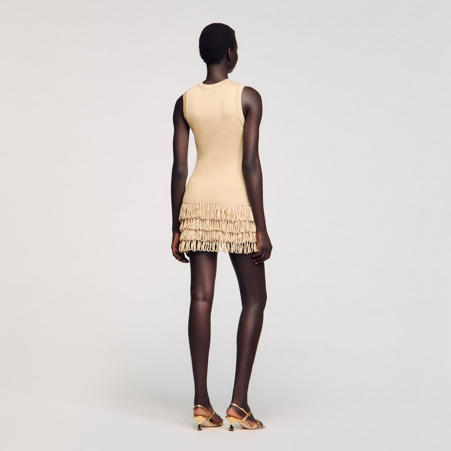 Sandro Mini knit dress Gold