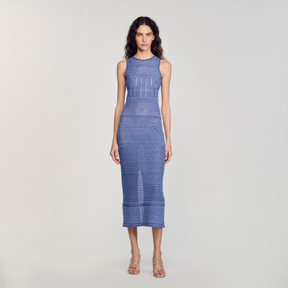 Sandro Knit midi dress Royal Blue
