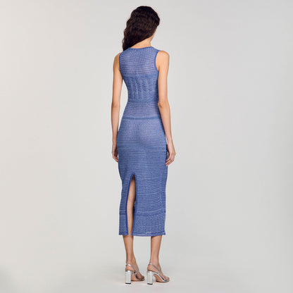 Sandro Knit midi dress Royal Blue