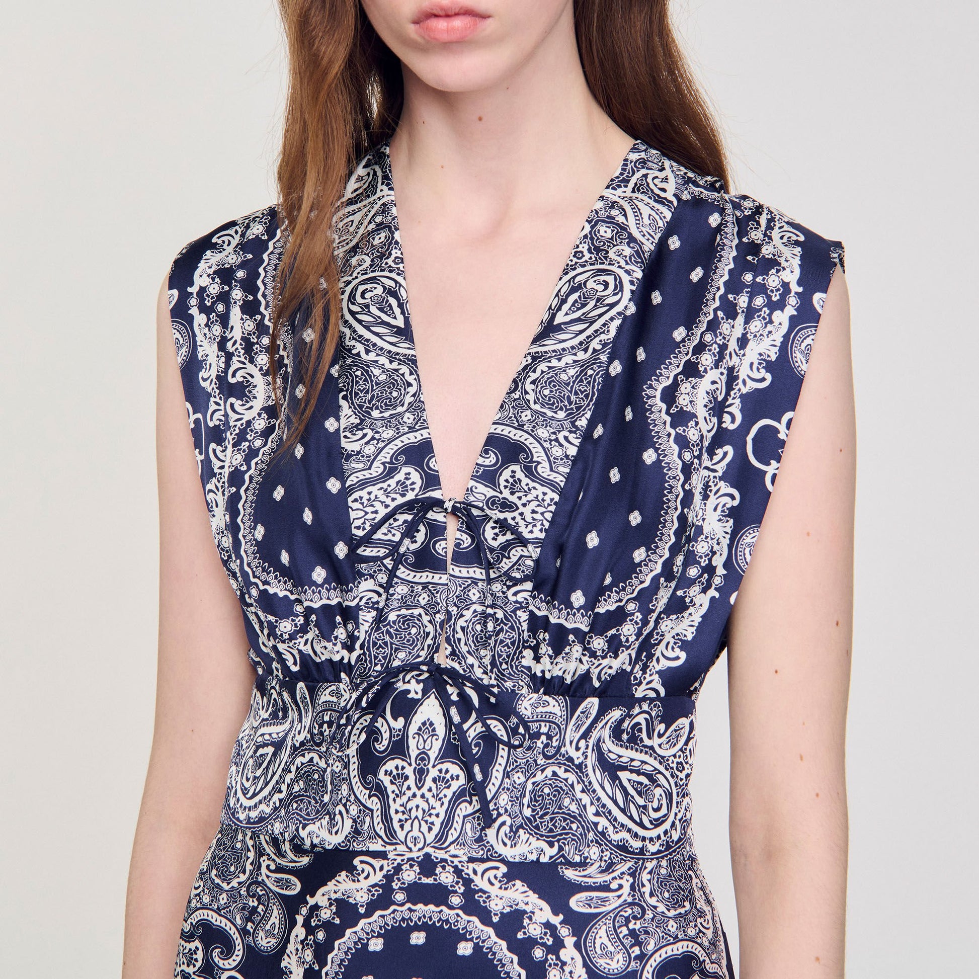Sandro Bandana-print maxi dress Blu / White