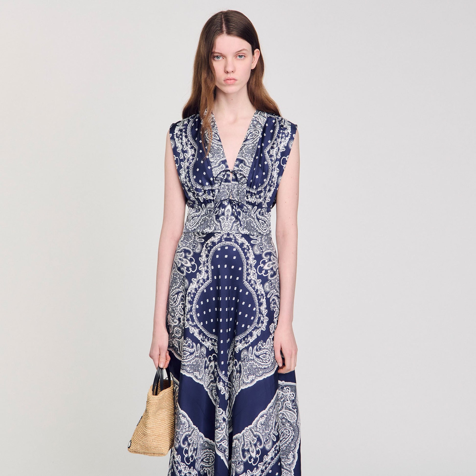 Sandro Bandana-print maxi dress Blu / White