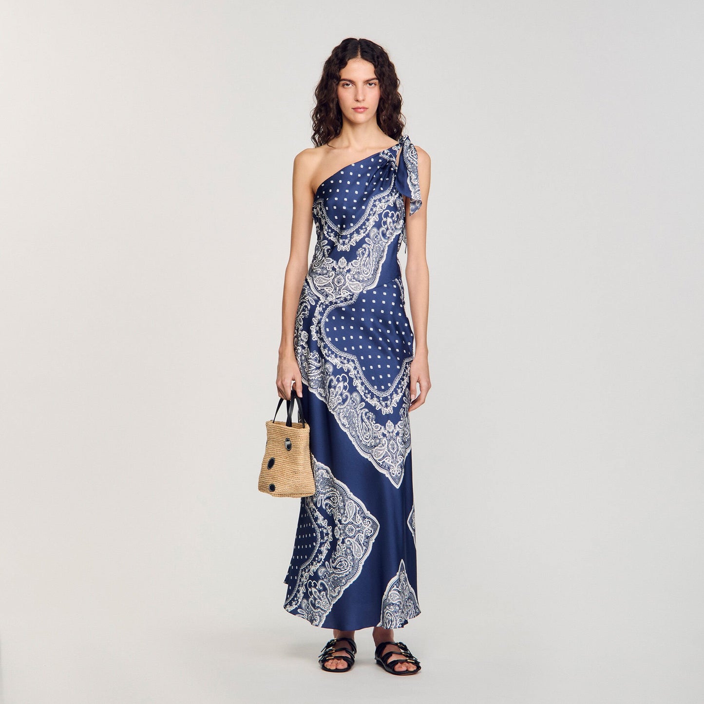 Sandro Bandana-print maxi dress Blu / White