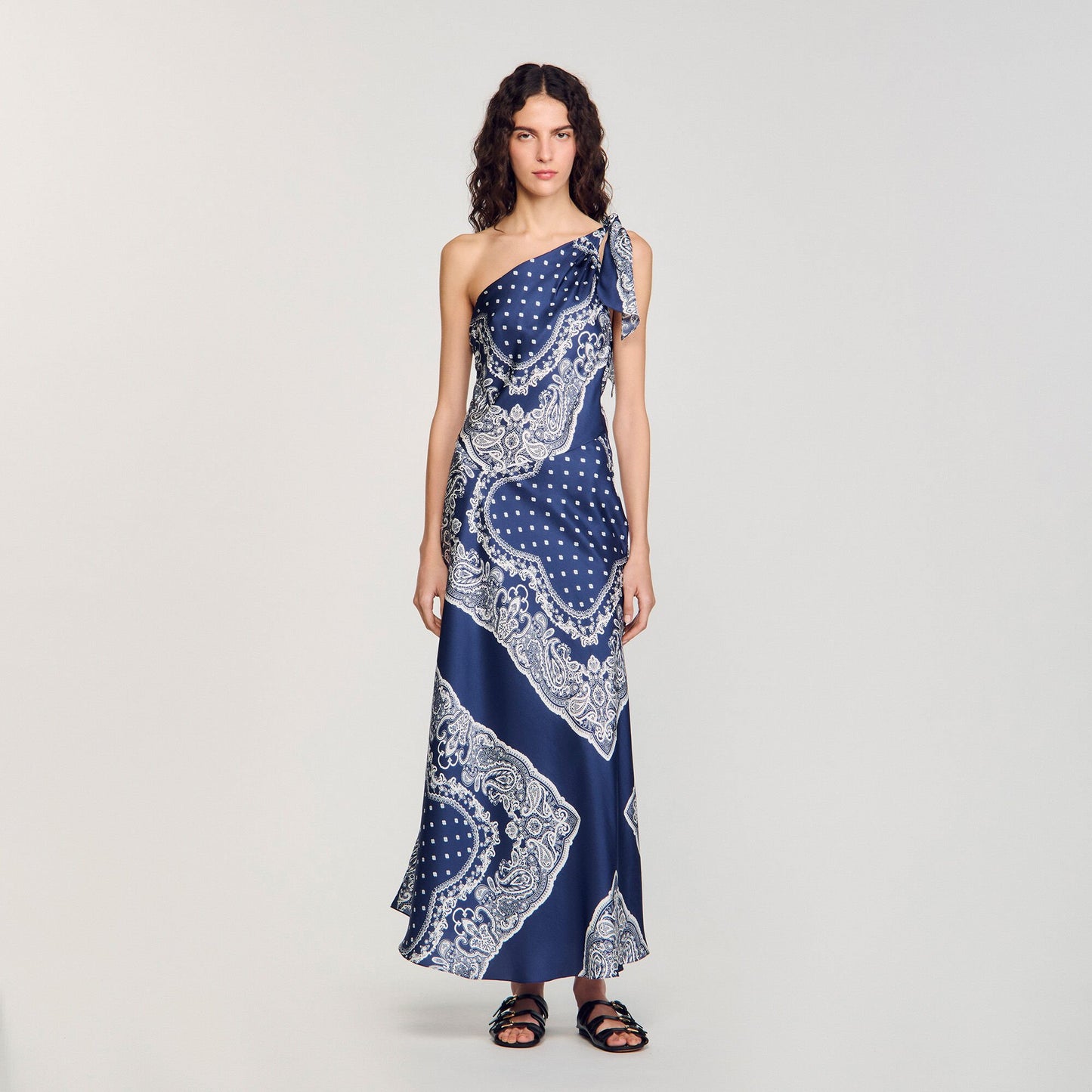 Sandro Bandana-print maxi dress Blu / White