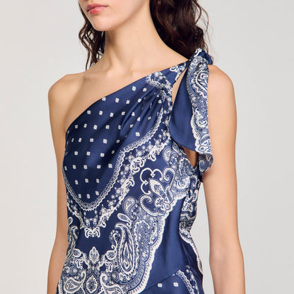 Sandro Bandana-print maxi dress Blu / White