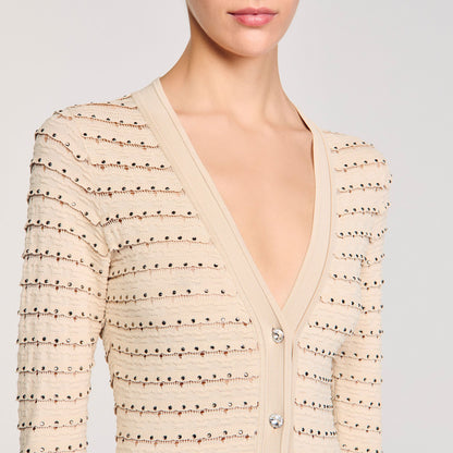 Sandro Rhinestone knit maxi dress Beige