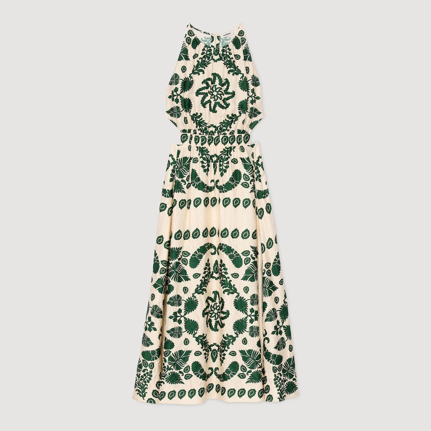 Sandro Leaf print maxi dress Ecru / Green