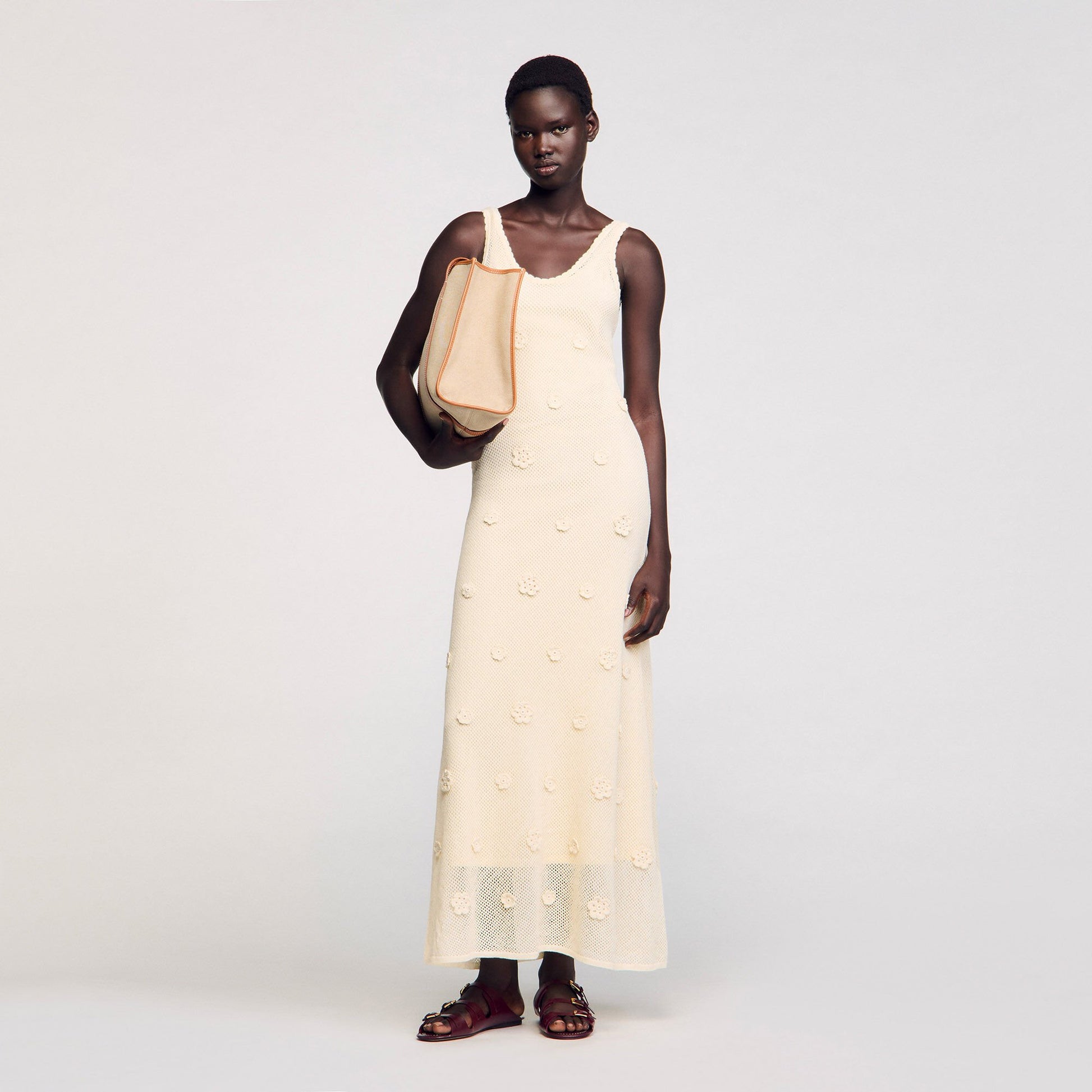 Sandro Knit maxi dress Ecru