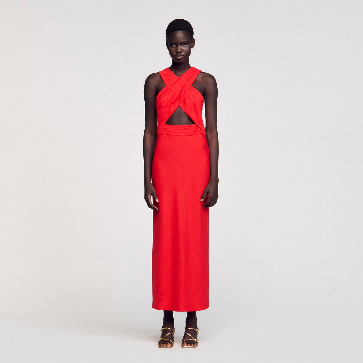 Sandro Maxi wraparound dress Red