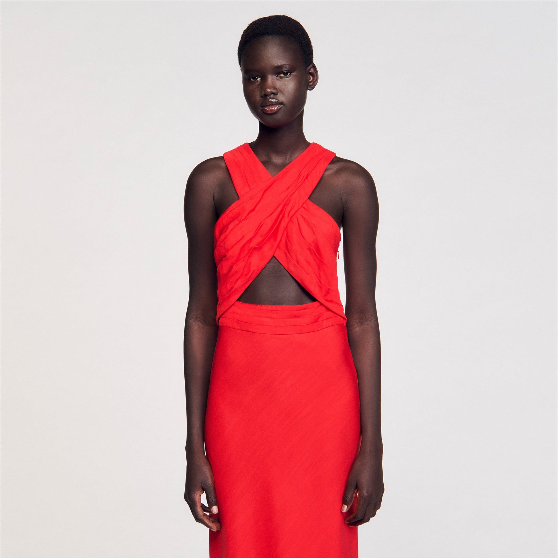 Sandro Maxi wraparound dress Red