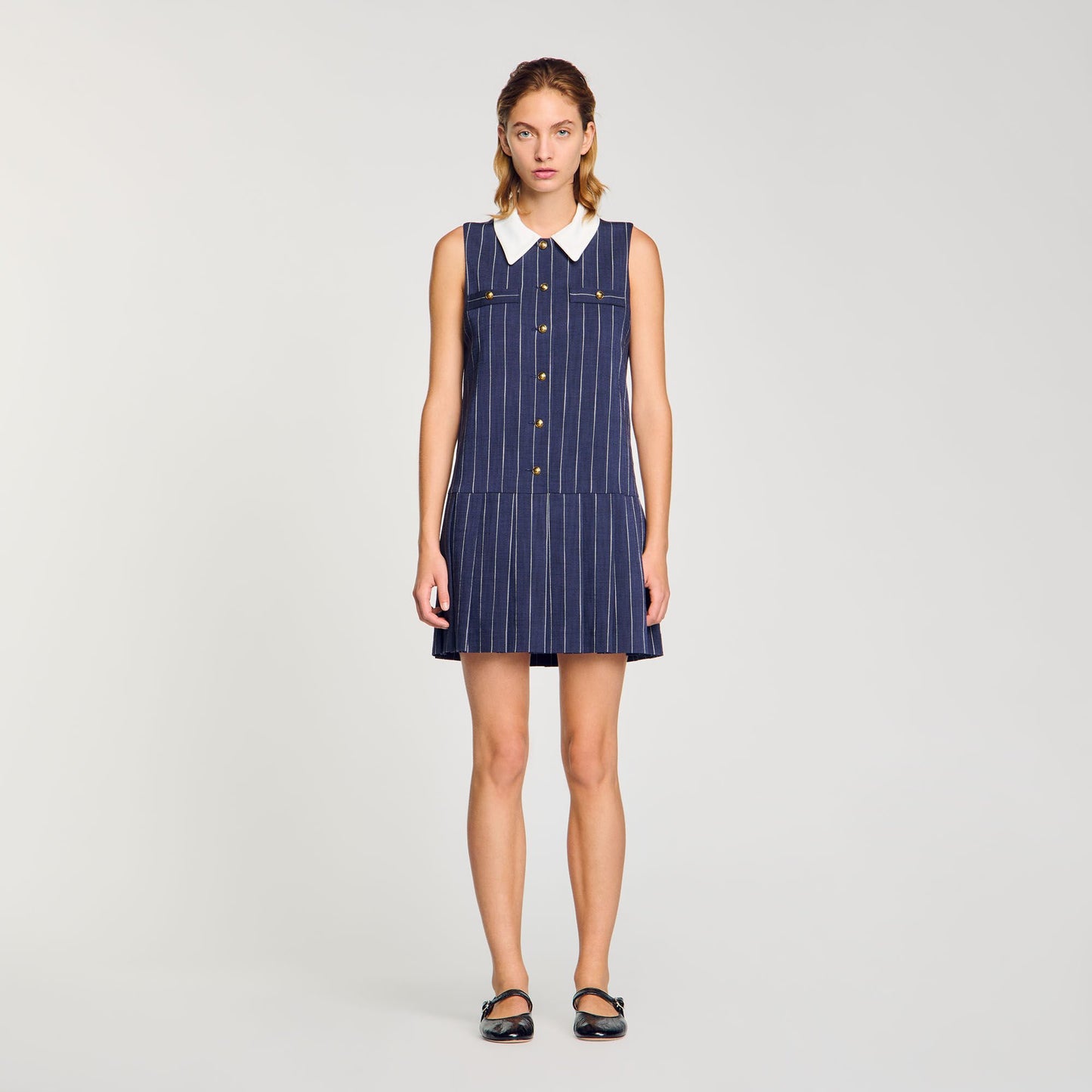 Sandro Mini striped dress Navy / Ecru