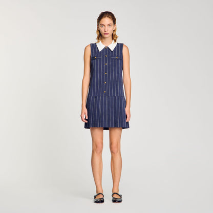 Sandro Mini striped dress Navy / Ecru