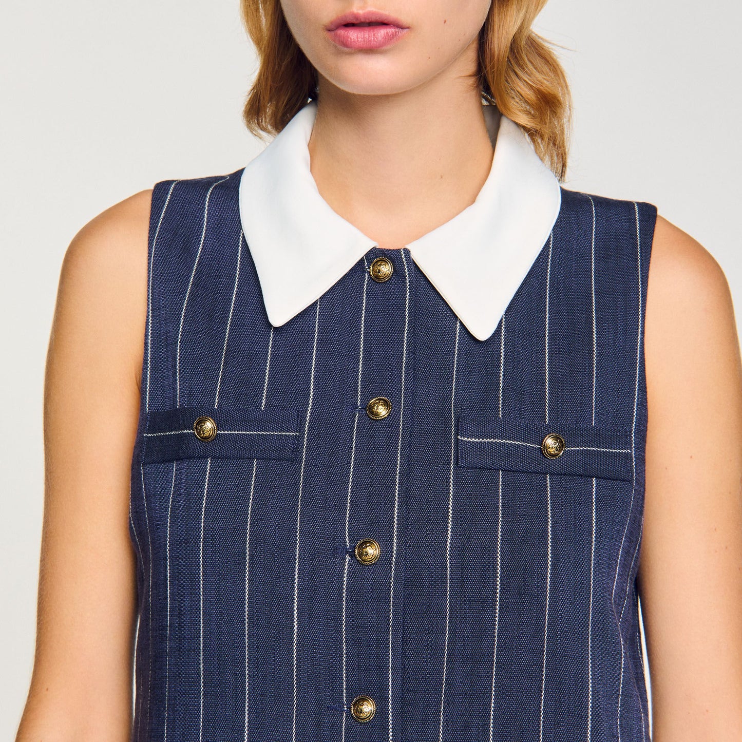 Sandro Mini striped dress Navy / Ecru