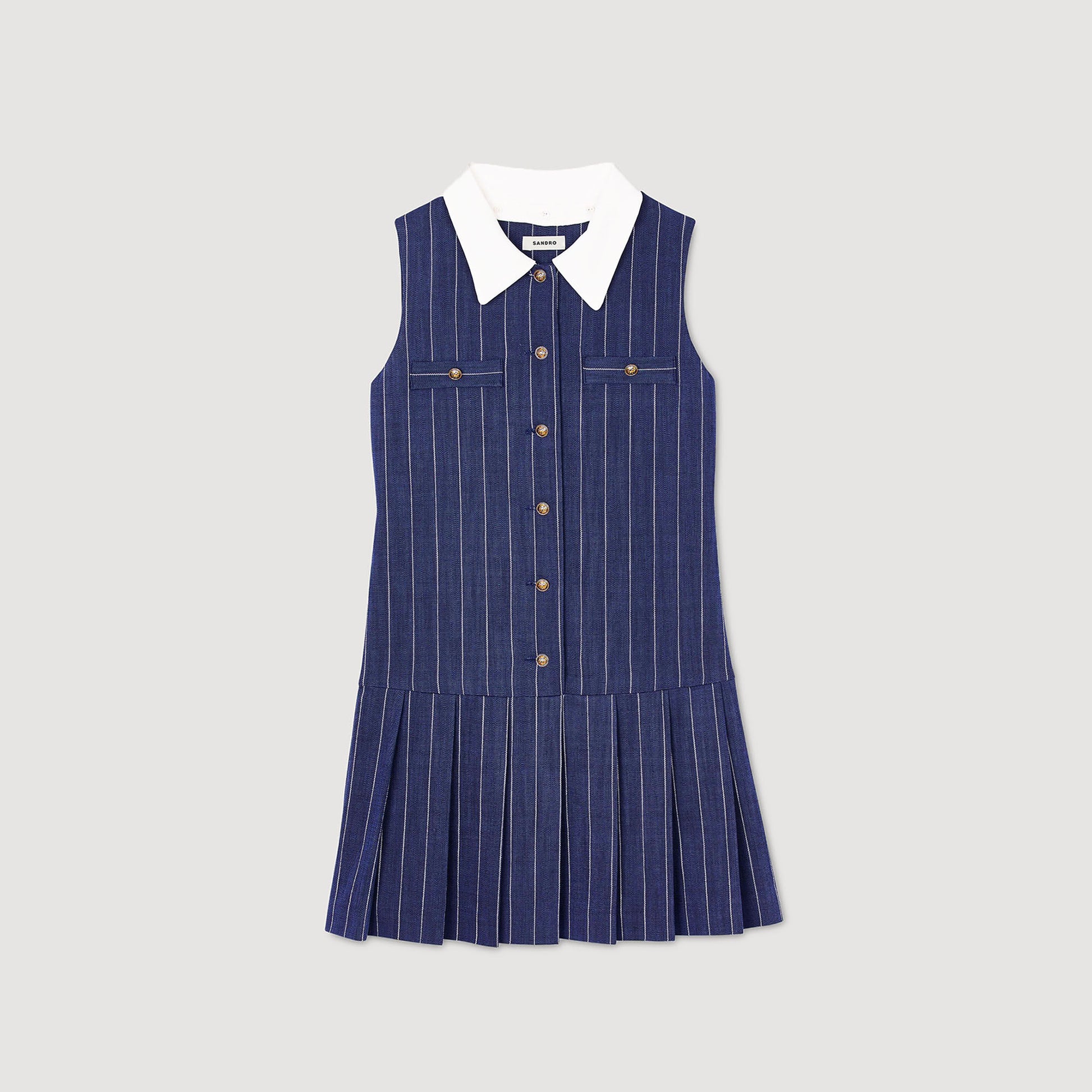 Sandro Mini striped dress Navy / Ecru