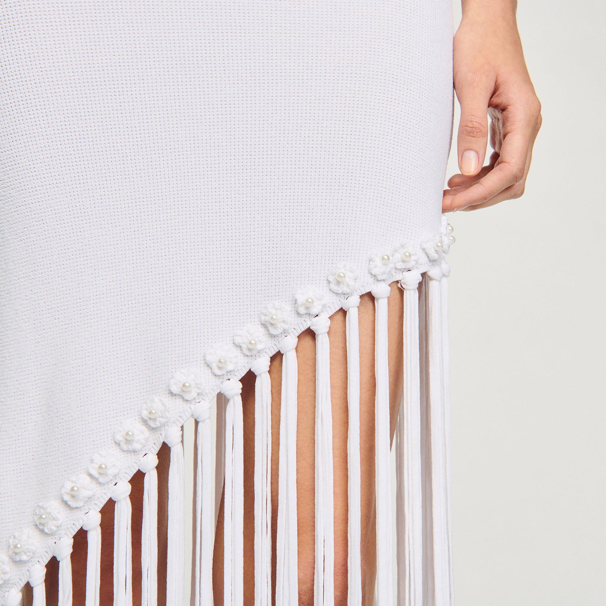Sandro Fringed crochet dress White