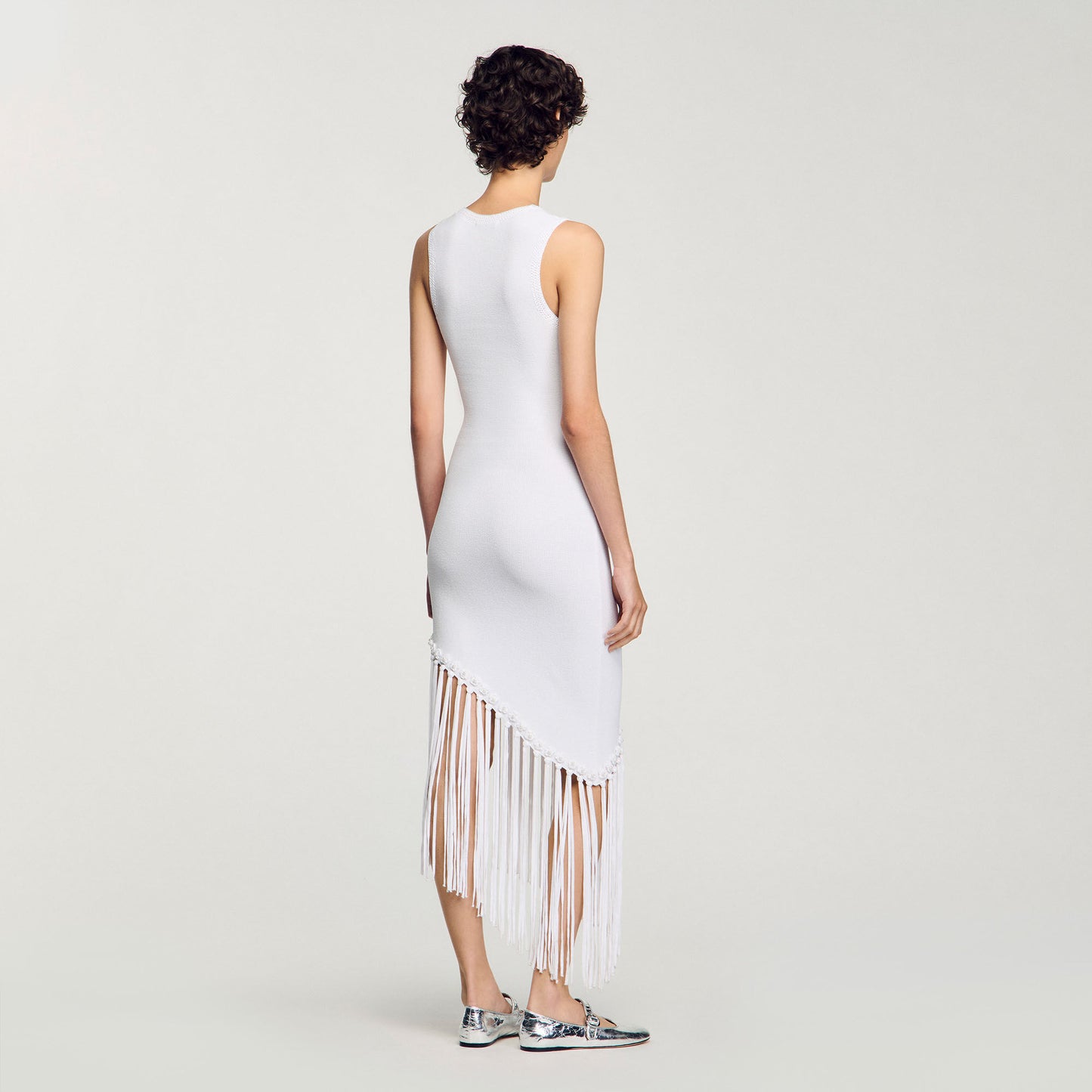 Sandro Fringed crochet dress White