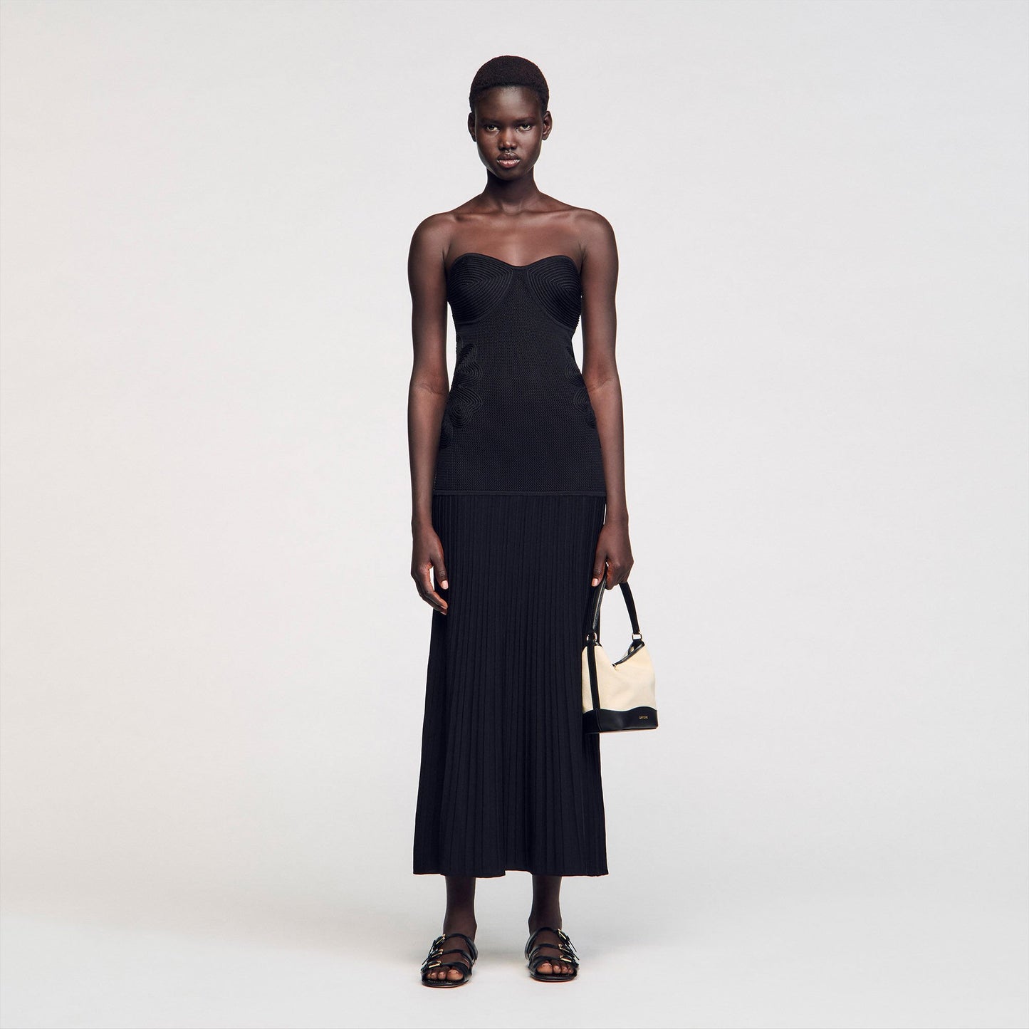 Sandro Bustier knit dress Black