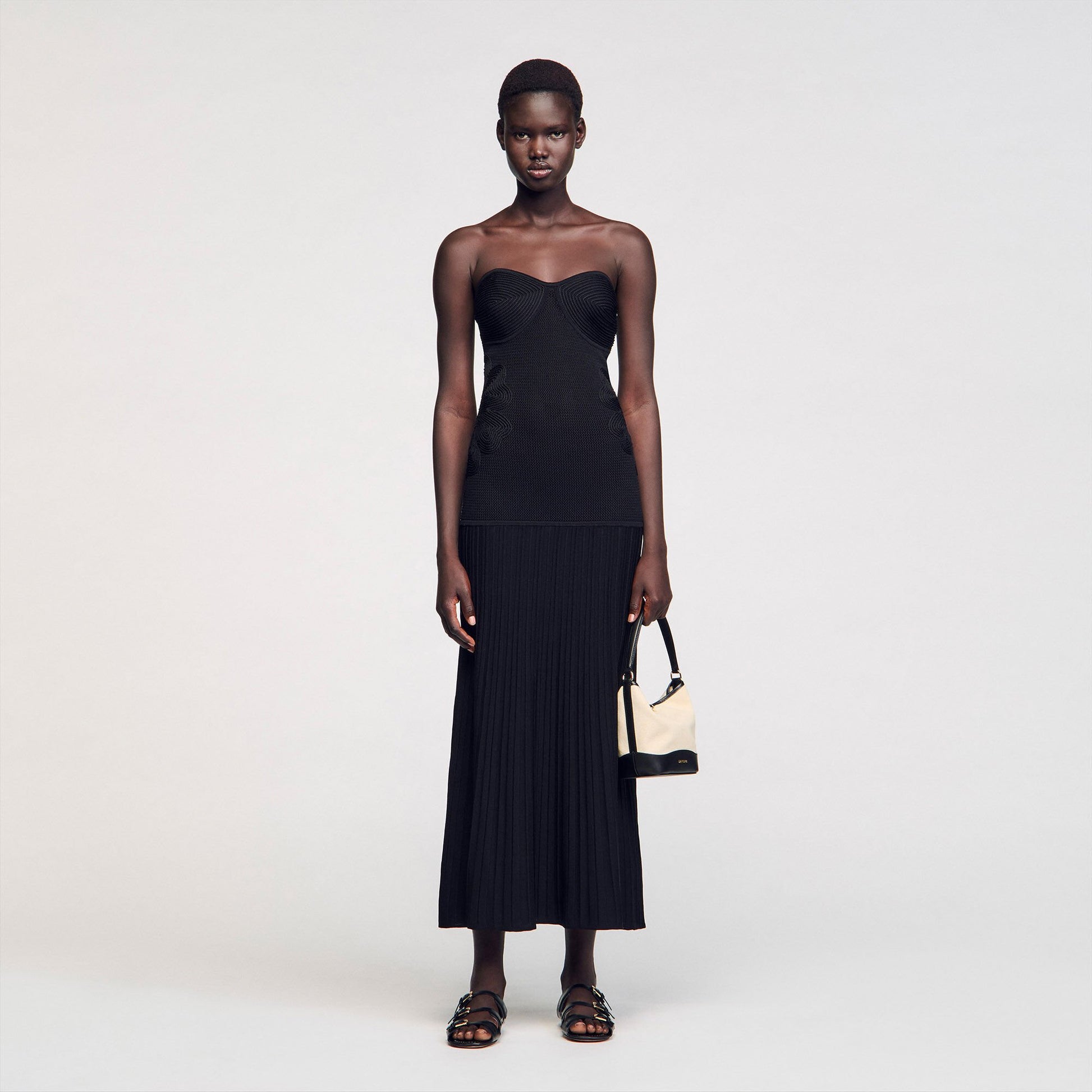 Sandro Bustier knit dress Black
