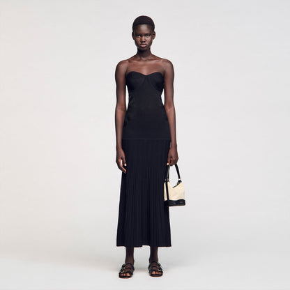Sandro Bustier knit dress Black