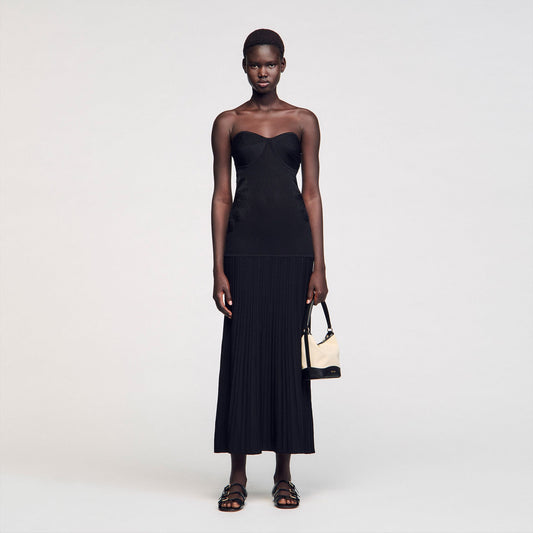 Sandro Bustier knit dress Black