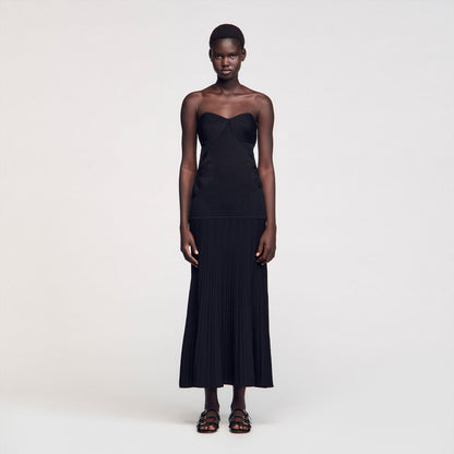 Sandro Bustier knit dress Black