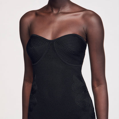 Sandro Bustier knit dress Black