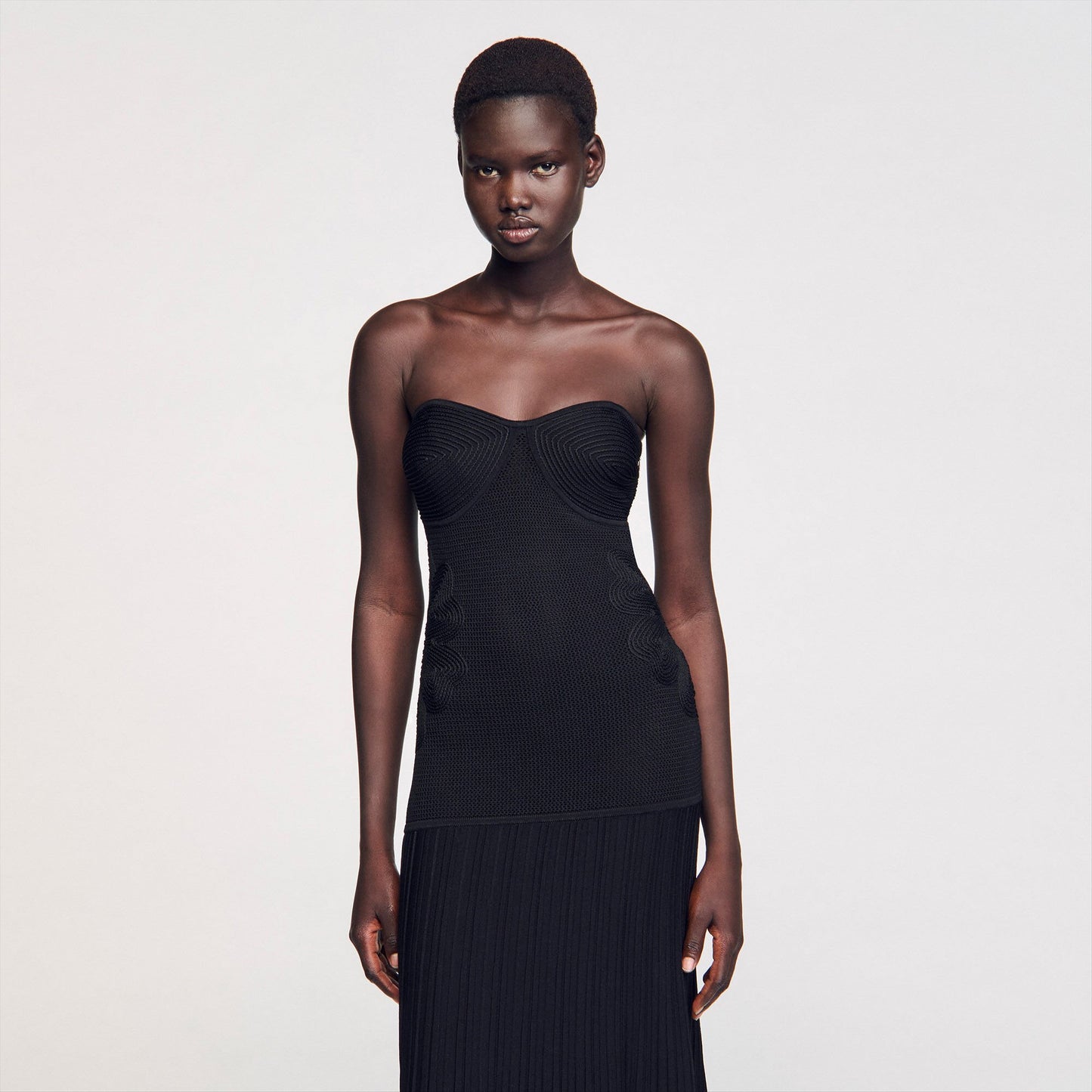 Sandro Bustier knit dress Black