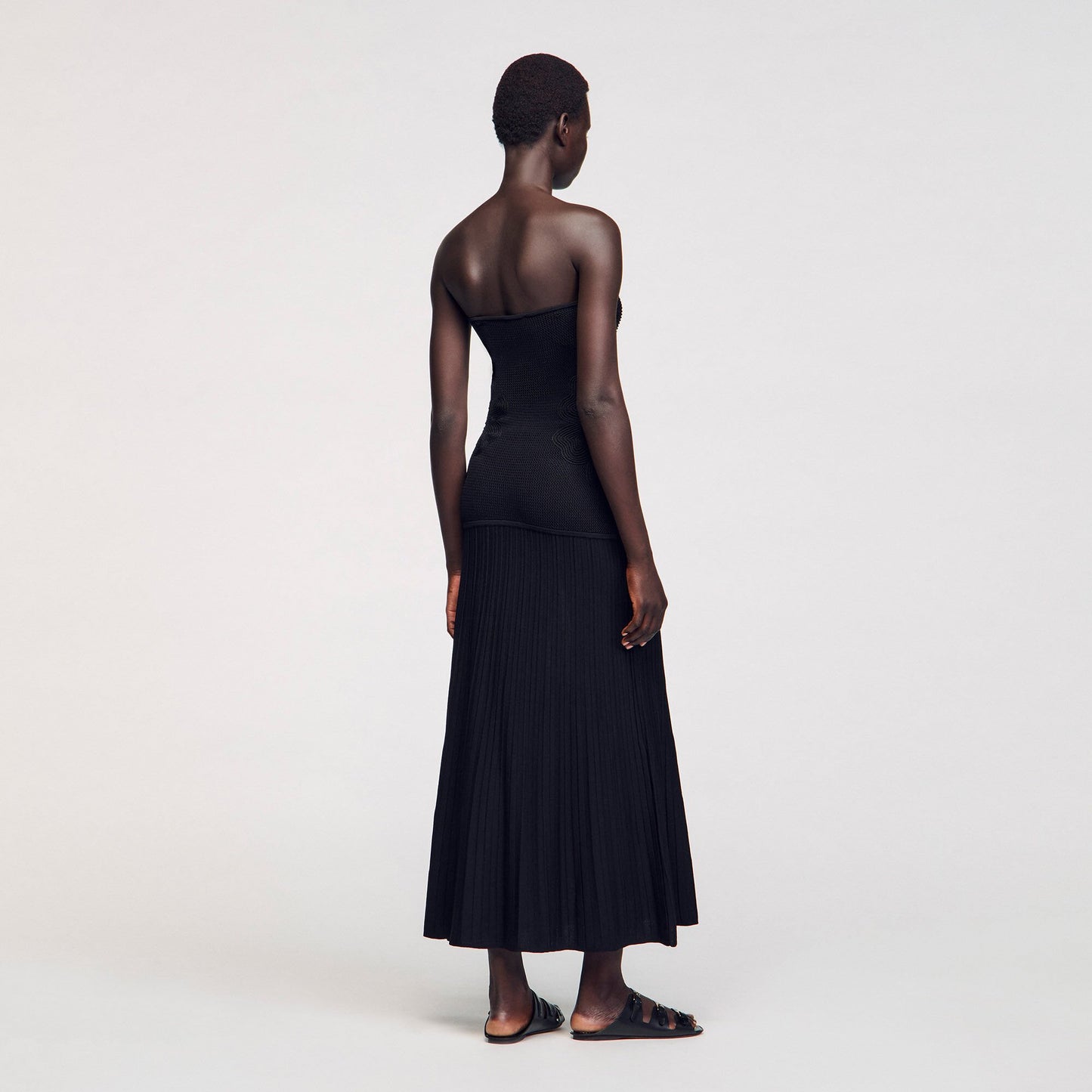 Sandro Bustier knit dress Black