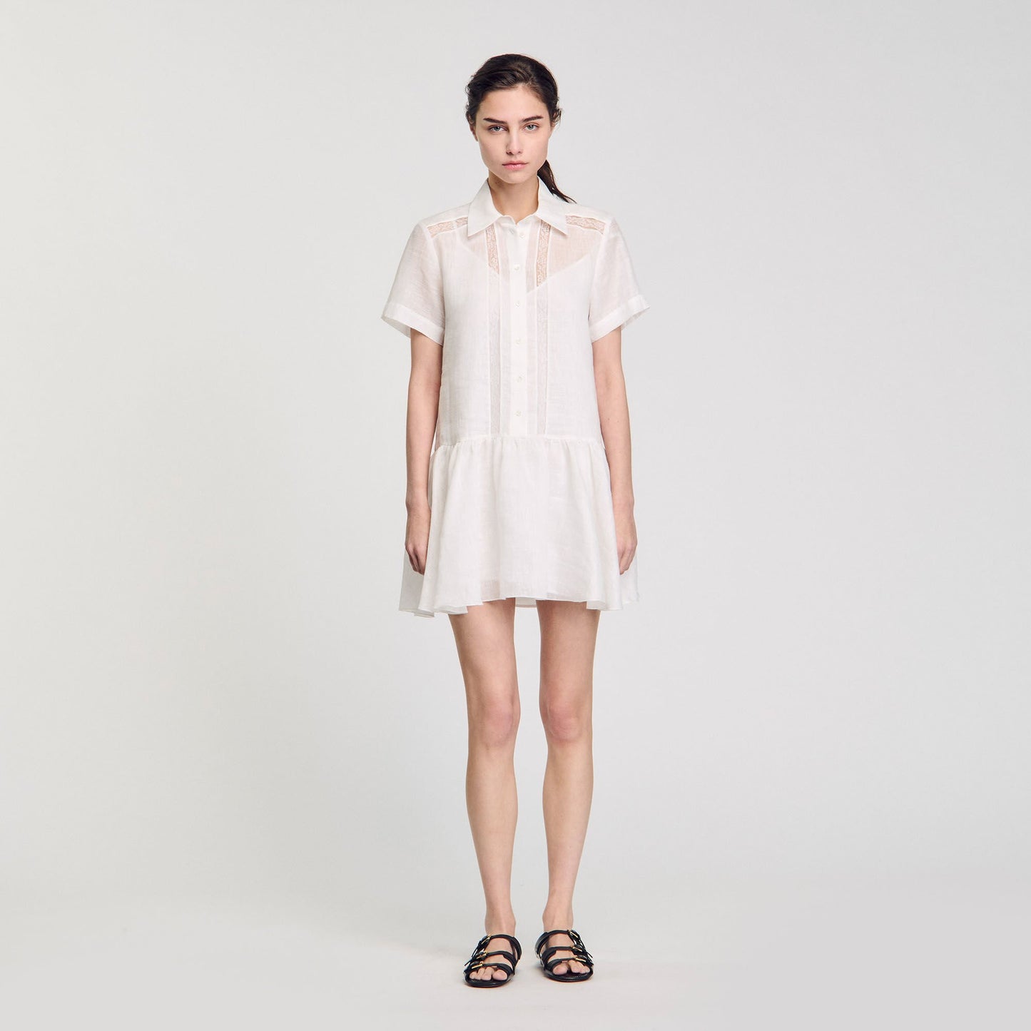 Sandro Mini dress with lace details White