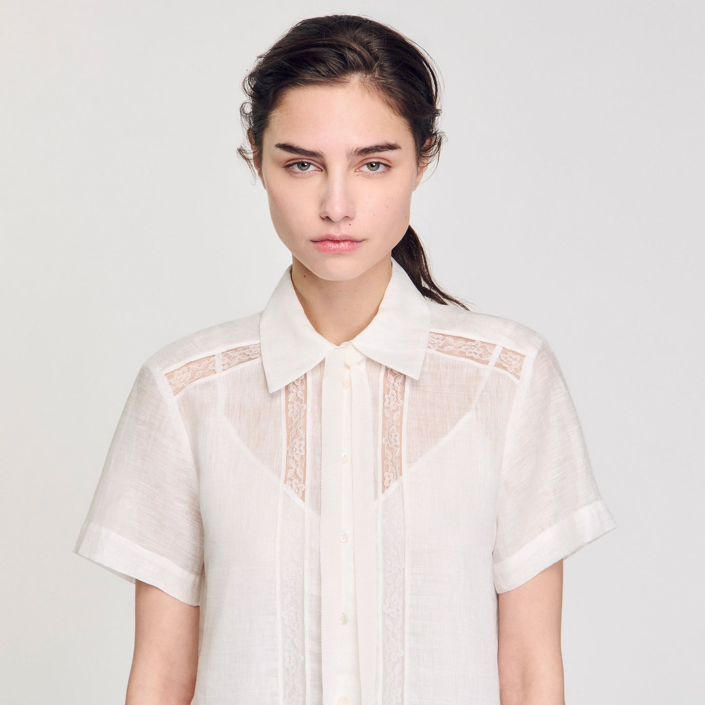 Sandro Mini dress with lace details White