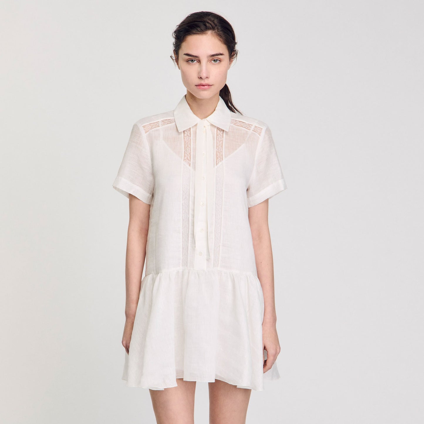 Sandro Mini dress with lace details White